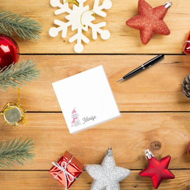 Cute Winter Poodle Pretty and Pink Name Post-it Notes (Creator Uploaded)