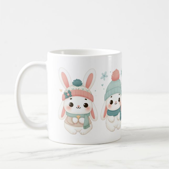 Cute Winter Rabbit Coffee Mug (Left)