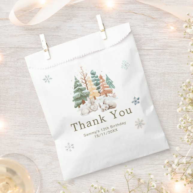 Cute Winter Rabbits Birthday Party Favour Bag (Clipped)