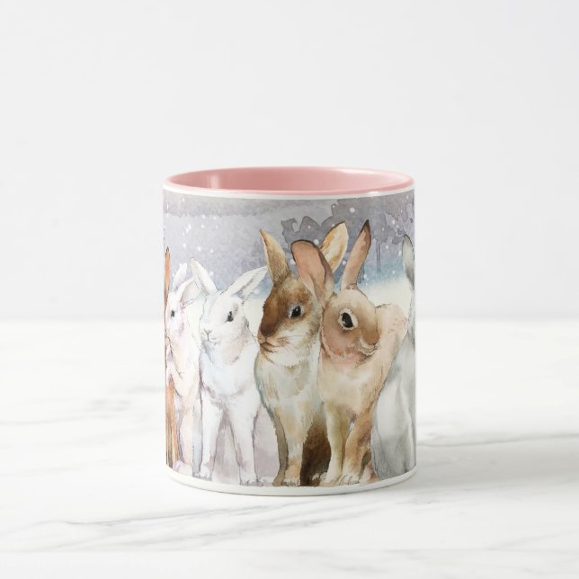 Cute Winter Rabbits Mug (Center)