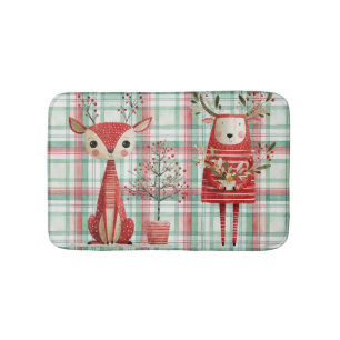 Cute winter reindeer bath mat