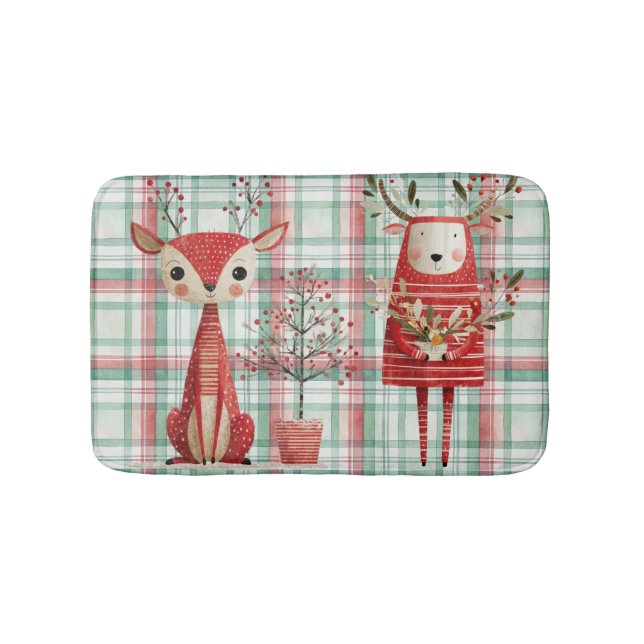 Cute winter reindeer bath mat (Front)