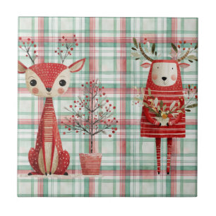 Cute winter reindeer ceramic tile