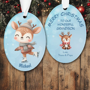 Cute Winter Reindeer Grandchild Christmas Ornament