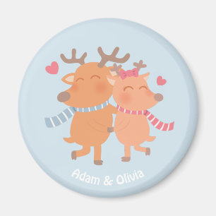 Cute Winter Romance Reindeer in Love Magnet