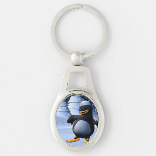 Cute Winter Sailor Penguin Snowy Holiday Art Key Ring