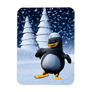 Cute Winter Sailor Penguin Snowy Holiday Art Magnet