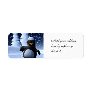 Cute Winter Sailor Penguin Snowy Holiday Art Return Address Label