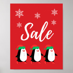 Cute Winter Sale Sign, Penguin Christmas Sale Poster