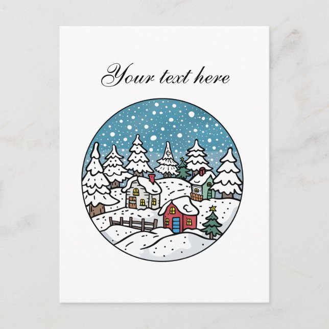 Cute Winter scene customisable  Postcard (Front)