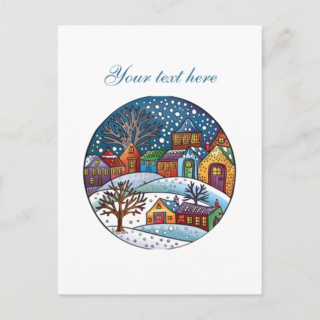 Cute Winter scene customisable  Postcard (Front)