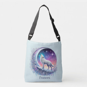 Cute Winter Seasonal add name wolf Crossbody Bag