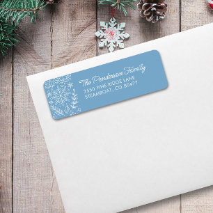 Cute Winter Snowflake Doodles Return Address Label