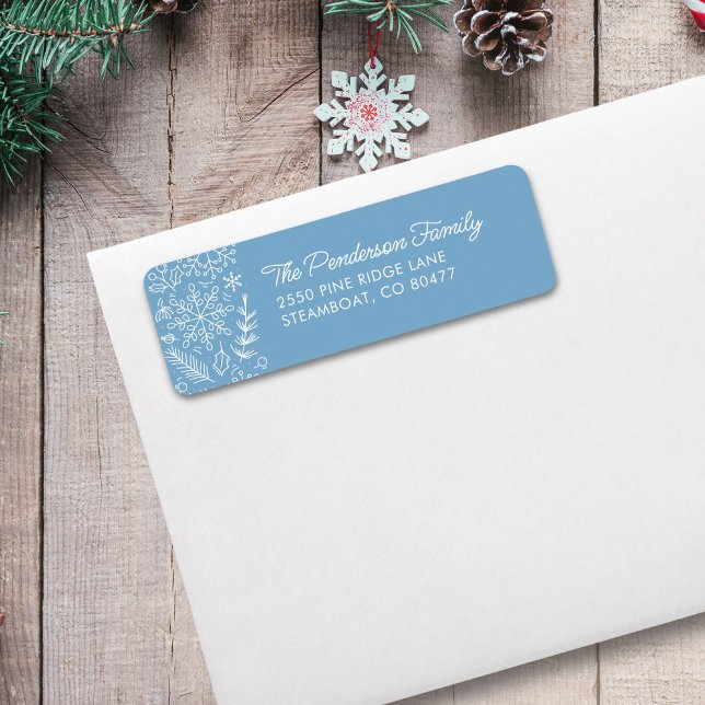 Cute Winter Snowflake Doodles Return Address Label (Creator Uploaded)