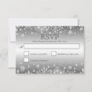 Cute winter snowflakes Wedding RSVP Card