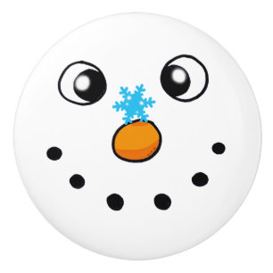 cute winter snowman and snowflake - festive ceramic knob