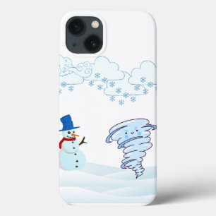Cute winter snowman and wind iPhone 13 case