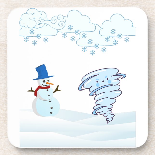 Cute winter snowman and wind coaster (Front)