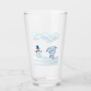 Cute winter snowman and wind glass