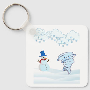 Cute winter snowman and wind key ring
