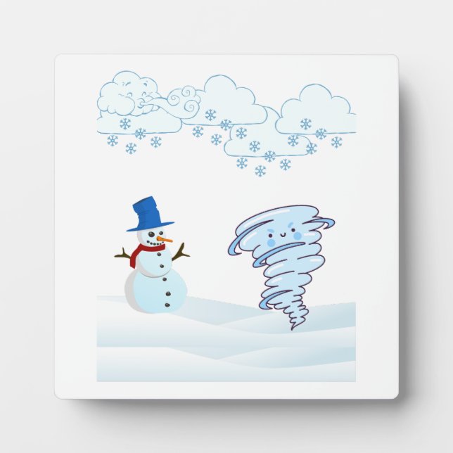 Cute winter snowman and wind plaque (Front)