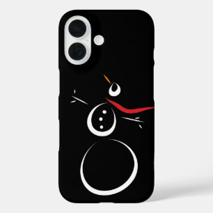 Cute Winter Snowman Black iPhone 16 Case