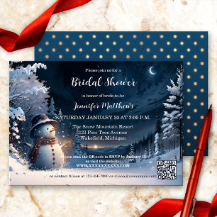 Cute Winter Snowman Bridal Shower Invitation