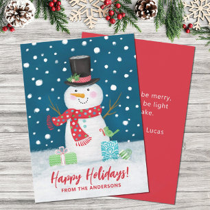 Cute Winter Snowman Christmas Happy Holidays Card