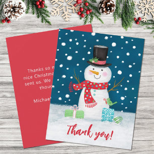 Cute Winter Snowman Christmas Thank You Holiday Card