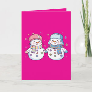 Cute Winter Snowman Couple Holding Hands Card