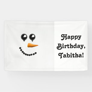 Cute Winter Snowman Face Banner
