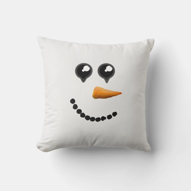 Cute Winter Snowman Face Cushion (Front)
