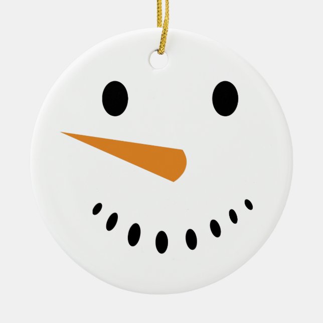 Cute Winter Snowman Face Festive Holiday Ornament (Front)