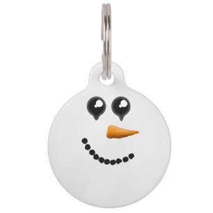 Cute Winter Snowman Face Pet Tag