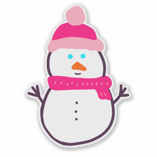 Cute Winter Snowman in Pink (Front)