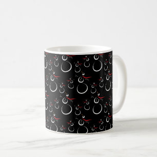 Cute Winter Snowman Pattern Black Coffee Mug
