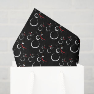 Cute Winter Snowman Pattern Black Tissue Paper