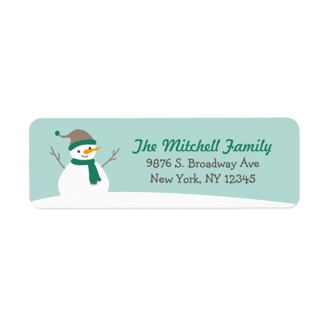 Cute Winter Snowman Return Address Label (Front)