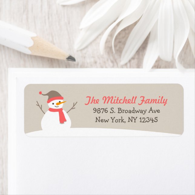 Cute Winter Snowman Return Address Label (Insitu)
