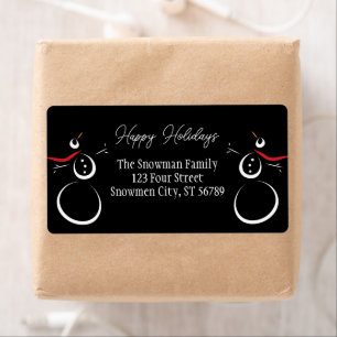 Cute Winter Snowmen Happy Holidays Black
