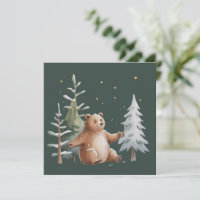 Cute Winter Snowy Bear Whimsical Woodland Winter