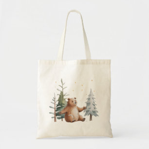 Cute Winter Snowy Bear Whimsical Woodland Winter Tote Bag