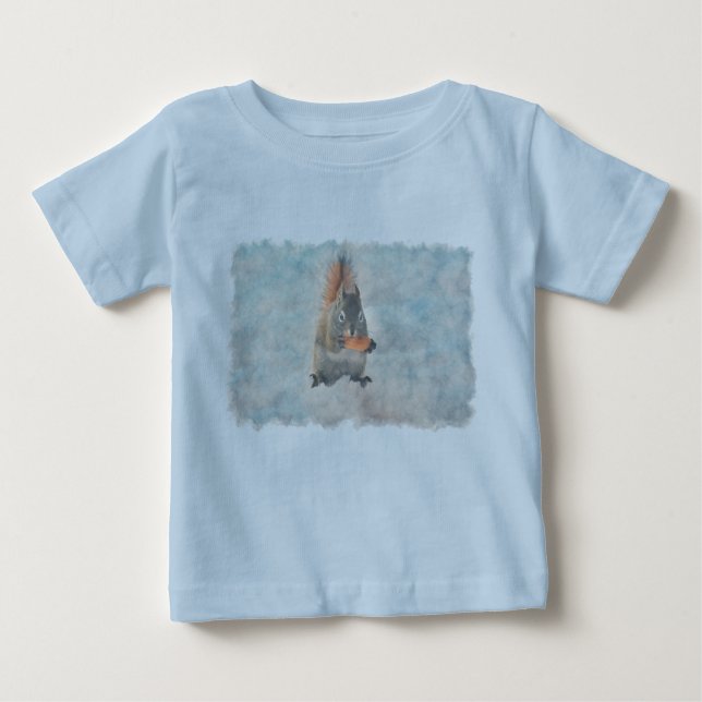 Cute Winter Squirrel with a Peanut Baby T-Shirt (Front)