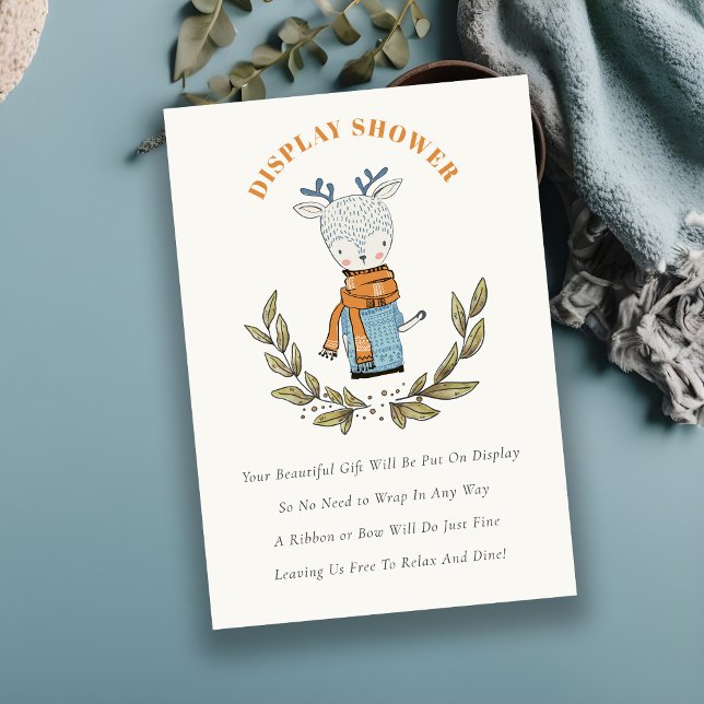 Cute Winter Sweater Reindeer Display Baby Shower Enclosure Card (Creator Uploaded)