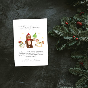 Cute Winter Teddy Bear Snowman Toys Baby Shower Thank You Card