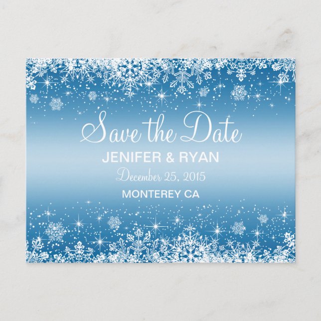 Cute winter wedding save the date postcard (Front)