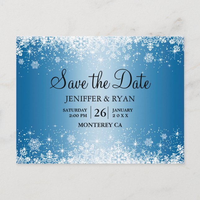 Cute winter wedding save the date postcard (Front)