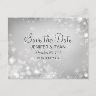 Cute winter wedding save the date postcard