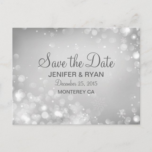 Cute winter wedding save the date postcard (Front)