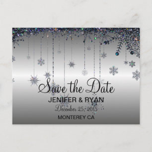 Cute winter wedding save the date postcard